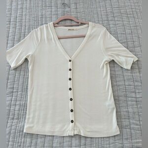 Cream Lexi Rib Button Marine Layer Top Size Small